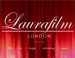 Laurafilm LONDON - red curtain logo - CLICK TO ENLARGE